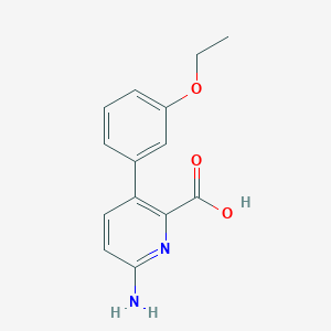 molecular formula C14H14N2O3 B6414345 3-(3-Ethoxyphenyl)-6-aminopicolinic acid, 95% CAS No. 1261937-74-9