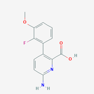 molecular formula C13H11FN2O3 B6414438 6-Amino-3-(2-fluoro-3-methoxyphenyl)picolinic acid, 95% CAS No. 1261937-97-6
