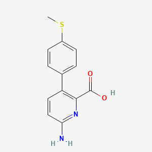 molecular formula C13H12N2O2S B6414451 6-Amino-3-(4-methylthiophenyl)picolinic acid, 95% CAS No. 1261937-93-2