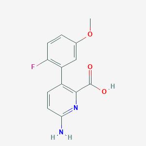 molecular formula C13H11FN2O3 B6414492 6-Amino-3-(2-fluoro-5-methoxyphenyl)picolinic acid, 95% CAS No. 1261973-35-6