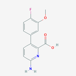 molecular formula C13H11FN2O3 B6414544 6-Amino-3-(4-fluoro-3-methoxyphenyl)picolinic acid, 95% CAS No. 1261938-12-8