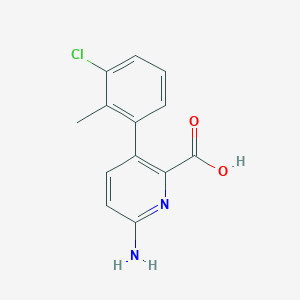 molecular formula C13H11ClN2O2 B6414567 6-Amino-3-(3-chloro-2-methylphenyl)picolinic acid, 95% CAS No. 1261992-06-6