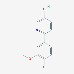 molecular formula C12H10FNO2 B6414584 2-(4-Fluoro-3-methoxyphenyl)-5-hydroxypyridine, 95% CAS No. 1262009-79-9