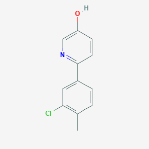 molecular formula C12H10ClNO B6414599 2-(3-Chloro-4-methylphenyl)-5-hydroxypyridine, 95% CAS No. 1262009-86-8