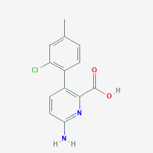 molecular formula C13H11ClN2O2 B6414604 6-Amino-3-(2-chloro-4-methylphenyl)picolinic acid, 95% CAS No. 1258614-28-6
