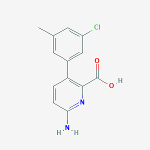 molecular formula C13H11ClN2O2 B6414608 6-Amino-3-(3-chloro-5-methylphenyl)picolinic acid, 95% CAS No. 1261959-05-0