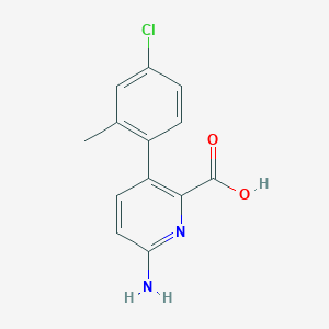 molecular formula C13H11ClN2O2 B6414613 6-Amino-3-(4-chloro-2-methylphenyl)picolinic acid, 95% CAS No. 1261935-29-8
