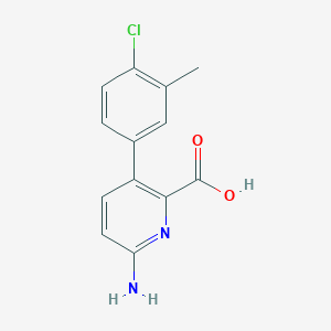 molecular formula C13H11ClN2O2 B6414645 6-Amino-3-(4-chloro-3-methylphenyl)picolinic acid, 95% CAS No. 1261959-13-0