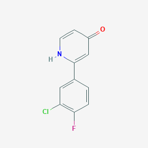 molecular formula C11H7ClFNO B6414716 2-(3-Chloro-4-fluorophenyl)-4-hydroxypyridine, 95% CAS No. 1262011-49-3