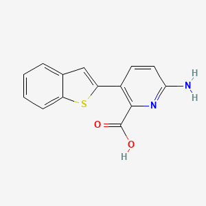 molecular formula C14H10N2O2S B6414735 6-Amino-3-[benzo(b)thiophen-2-yl]picolinic acid, 95% CAS No. 1261992-28-2