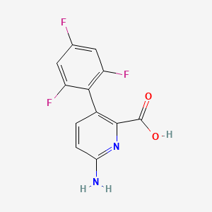 molecular formula C12H7F3N2O2 B6414749 6-Amino-3-(2,4,6-trifluorophenyl)picolinic acid, 95% CAS No. 1261984-93-3