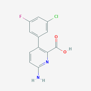 molecular formula C12H8ClFN2O2 B6414761 6-Amino-3-(3-chloro-5-fluorophenyl)picolinic acid, 95% CAS No. 1261938-39-9