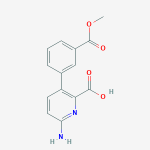 molecular formula C14H12N2O4 B6414830 6-Amino-3-(3-methoxycarbonylphenyl)picolinic acid, 95% CAS No. 1258615-14-3
