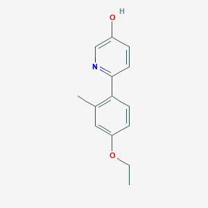 molecular formula C14H15NO2 B6414852 2-(4-Ethoxy-2-methylphenyl)-5-hydroxypyridine, 95% CAS No. 1261973-63-0