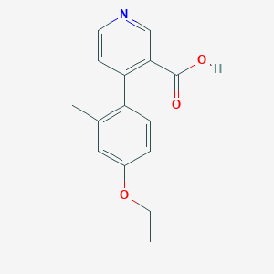 molecular formula C15H15NO3 B6414859 4-(4-Ethoxy-2-methylphenyl)nicotinic acid, 95% CAS No. 1261913-41-0