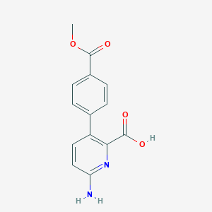 molecular formula C14H12N2O4 B6414867 6-Amino-3-(4-methoxycarbonylphenyl)picolinic acid, 95% CAS No. 1258613-76-1