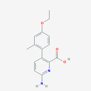 molecular formula C15H16N2O3 B6414868 6-Amino-3-(4-ethoxy-2-methylphenyl)picolinic acid, 95% CAS No. 1262010-06-9