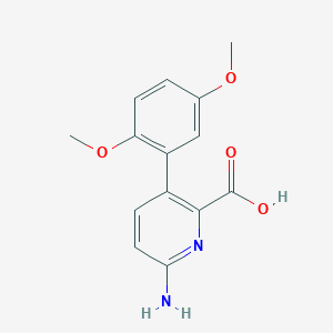 molecular formula C14H14N2O4 B6414903 6-Amino-3-(2,5-dimethoxyphenyl)picolinic acid, 95% CAS No. 1258618-07-3