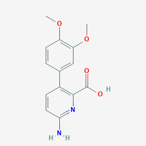 molecular formula C14H14N2O4 B6414943 6-Amino-3-(3,4-dimethoxyphenyl)picolinic acid, 95% CAS No. 1258611-10-7