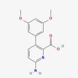 molecular formula C14H14N2O4 B6414953 6-Amino-3-(3,5-dimethoxyphenyl)picolinic acid, 95% CAS No. 1258622-68-2