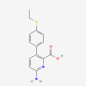 molecular formula C14H14N2O2S B6414959 6-Amino-3-(4-ethylthiophenyl)picolinic acid, 95% CAS No. 1261913-60-3