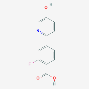 molecular formula C12H8FNO3 B6415001 2-(4-Carboxy-3-fluorophenyl)-5-hydroxypyridine, 95% CAS No. 1261935-44-7