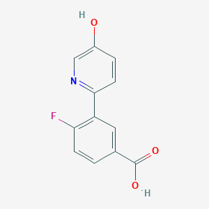 molecular formula C12H8FNO3 B6415035 2-(5-Carboxy-2-fluorophenyl)-5-hydroxypyridine, 95% CAS No. 1261999-51-2