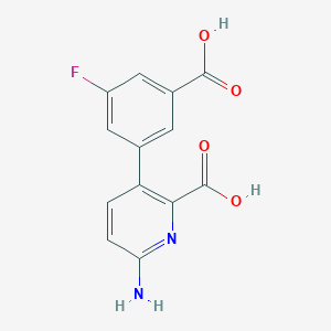 molecular formula C13H9FN2O4 B6415043 6-Amino-3-(3-carboxy-5-fluorophenyl)picolinic acid, 95% CAS No. 1261984-26-2