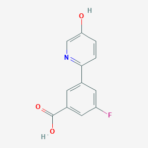 molecular formula C12H8FNO3 B6415061 2-(3-Carboxy-5-fluorophenyl)-5-hydroxypyridine, 95% CAS No. 1261913-67-0