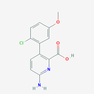 molecular formula C13H11ClN2O3 B6415074 6-Amino-3-(2-chloro-5-methoxyphenyl)picolinic acid, 95% CAS No. 1261905-22-9