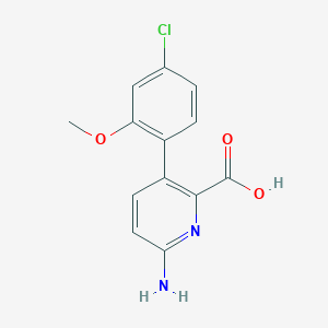 molecular formula C13H11ClN2O3 B6415136 6-Amino-3-(4-chloro-2-methoxyphenyl)picolinic acid, 95% CAS No. 1261985-75-4