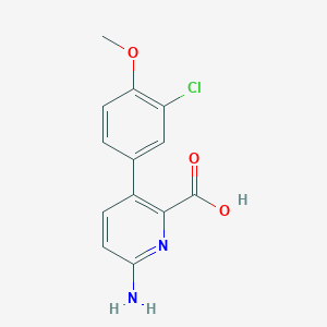 molecular formula C13H11ClN2O3 B6415143 6-Amino-3-(3-chloro-4-methoxyphenyl)picolinic acid, 95% CAS No. 1261910-32-0