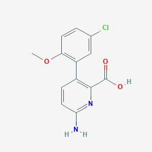 molecular formula C13H11ClN2O3 B6415167 6-Amino-3-(5-chloro-2-methoxyphenyl)picolinic acid, 95% CAS No. 1261938-97-9