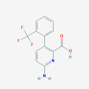 molecular formula C13H9F3N2O2 B6415177 6-Amino-3-(2-trifluoromethylphenyl)picolinic acid, 95% CAS No. 1261436-97-8