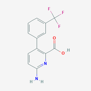 molecular formula C13H9F3N2O2 B6415188 6-Amino-3-(3-trifluoromethylphenyl)picolinic acid, 95% CAS No. 1261639-87-5