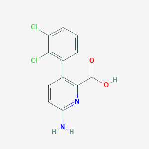 molecular formula C12H8Cl2N2O2 B6415195 6-Amino-3-(2,3-dichlorophenyl)picolinic acid, 95% CAS No. 1262010-86-5