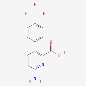 molecular formula C13H9F3N2O2 B6415213 6-Amino-3-(4-trifluoromethylphenyl)picolinic acid, 95% CAS No. 1261787-52-3