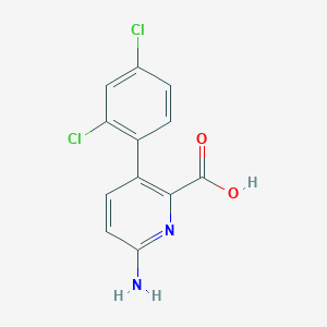 molecular formula C12H8Cl2N2O2 B6415218 6-Amino-3-(2,4-dichlorophenyl)picolinic acid, 95% CAS No. 1261939-05-2