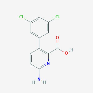 molecular formula C12H8Cl2N2O2 B6415257 6-Amino-3-(3,5-dichlorophenyl)picolinic acid, 95% CAS No. 1261895-02-6