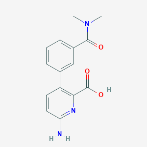 molecular formula C15H15N3O3 B6415307 6-Amino-3-[3-(N,N-dimethylaminocarbonyl)phenyl]picolinic acid, 95% CAS No. 1261962-73-5