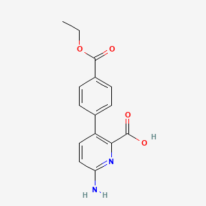 molecular formula C15H14N2O4 B6415349 6-Amino-3-(4-ethoxycarbonylphenyl)picolinic acid, 95% CAS No. 1261986-30-4
