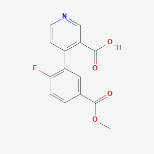molecular formula C14H10FNO4 B6415354 4-(2-Fluoro-5-methoxycarbonylphenyl)nicotinic acid, 95% CAS No. 1261951-18-1
