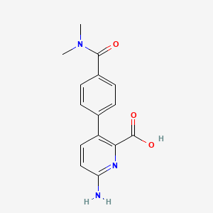 molecular formula C15H15N3O3 B6415355 6-Amino-3-[4-(N,N-dimethylaminocarbonyl)phenyl]picolinic acid, 95% CAS No. 1261951-10-3