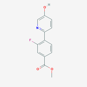 molecular formula C13H10FNO3 B6415369 2-(2-Fluoro-4-methoxycarbonylphenyl)-5-hydroxypyridine, 95% CAS No. 1261986-41-7