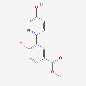 molecular formula C13H10FNO3 B6415386 2-(2-Fluoro-5-methoxycarbonylphenyl)-5-hydroxypyridine, 95% CAS No. 1261986-52-0