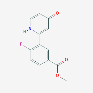 molecular formula C13H10FNO3 B6415394 2-(2-Fluoro-5-methoxycarbonylphenyl)-4-hydroxypyridine, 95% CAS No. 1261986-60-0