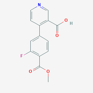 molecular formula C14H10FNO4 B6415405 4-(3-Fluoro-4-methoxycarbonylphenyl)nicotinic acid, 95% CAS No. 1261900-52-0