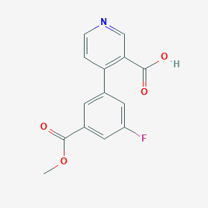 molecular formula C14H10FNO4 B6415412 4-(3-Fluoro-5-methoxycarbonylphenyl)nicotinic acid, 95% CAS No. 1261914-05-9