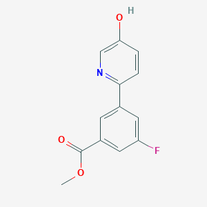 2-(3-Fluoro-5-methoxycarbonylphenyl)-5-hydroxypyridine, 95%