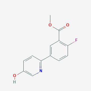 molecular formula C13H10FNO3 B6415454 2-(4-Fluoro-3-methoxycarbonylphenyl)-5-hydroxypyridine, 95% CAS No. 1261936-33-7